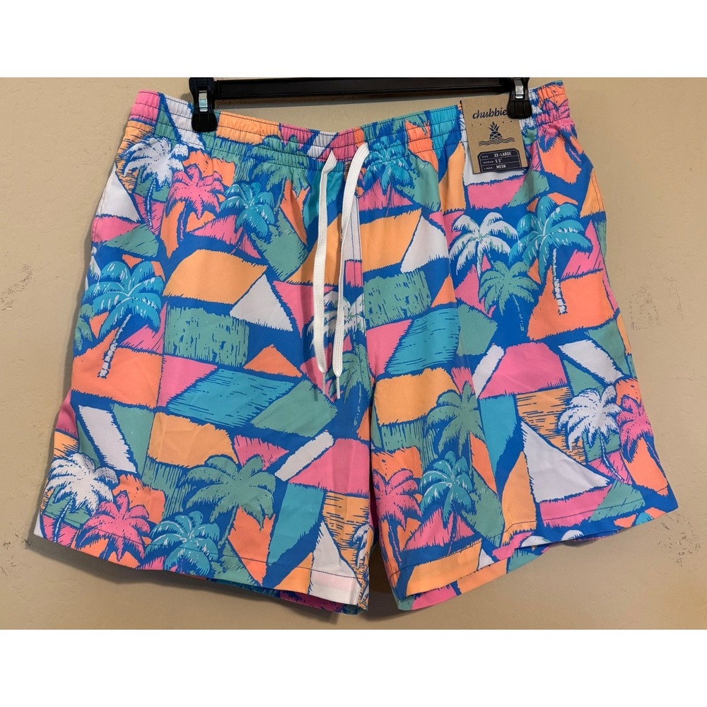 Chubbies Swim Trunks Men XXL Multicolor Retro Tropical The Oceansides Summer NEW